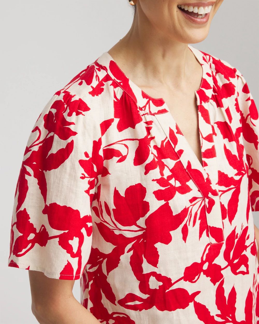 Floral Linen Popover Shirt