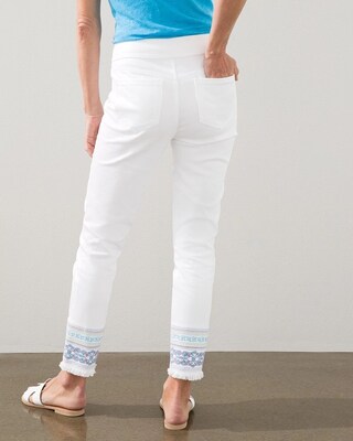 Embroidered Hem Ankle Jeggings