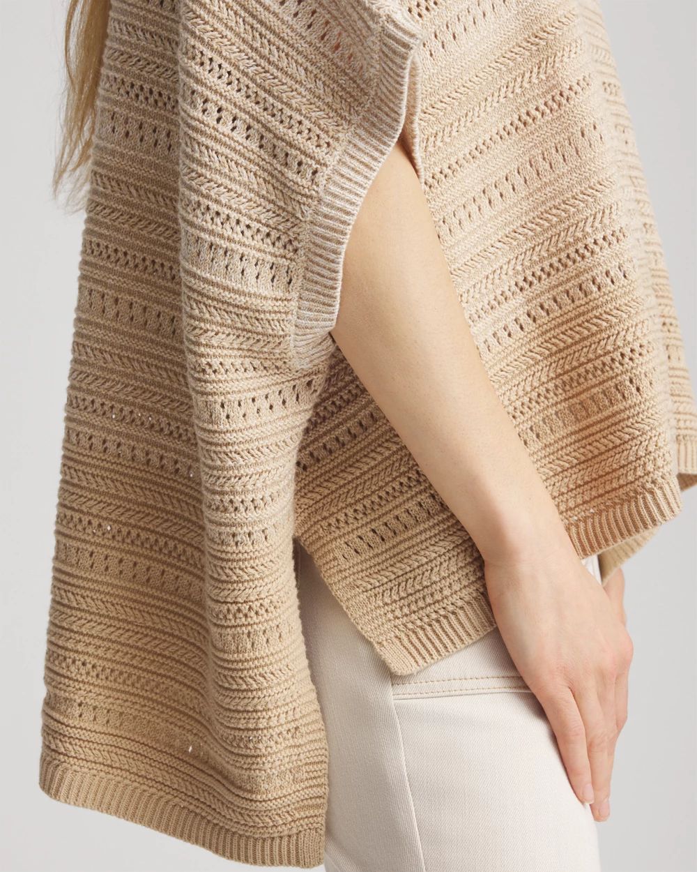 Ombre V-Neck  Knit Poncho