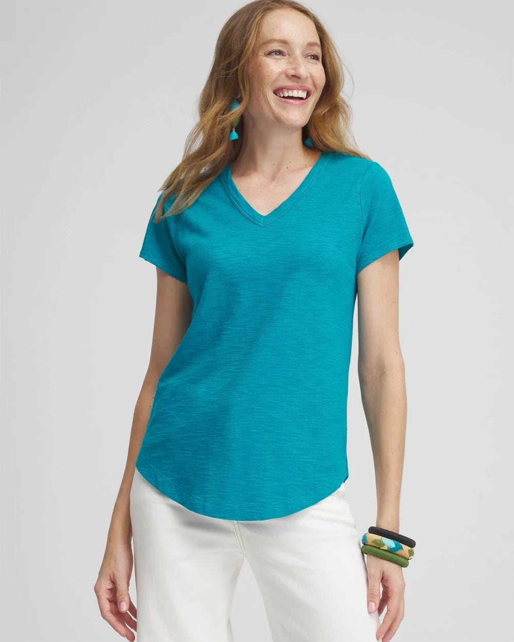 Cap Sleeve V-neck Tee