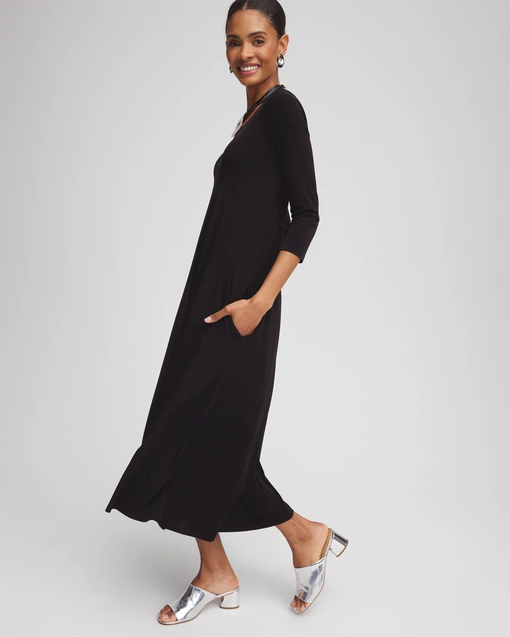 V-Neck Jersey Midi Dress click to view larger image.