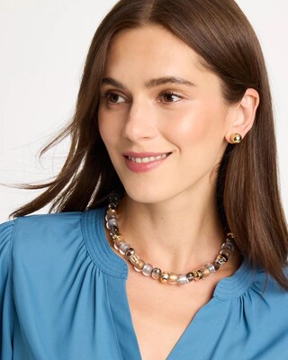 Neutral Resin Beaded Necklace click to view larger image.