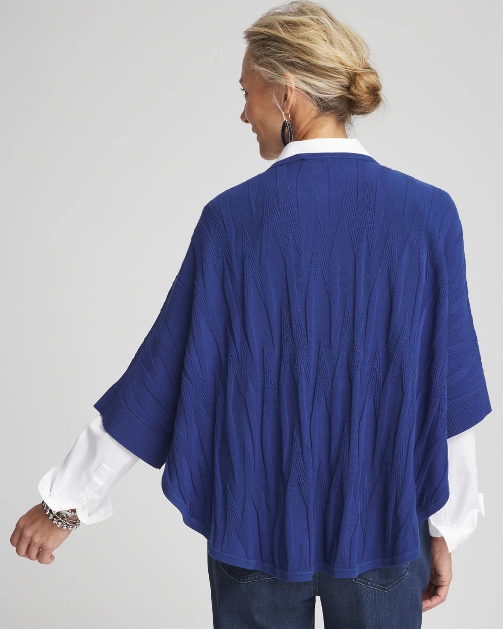 Boat Neck Cuffed Sweater Poncho