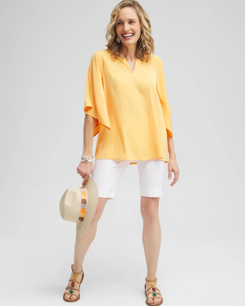 Satin Keyhole Neck Blouse