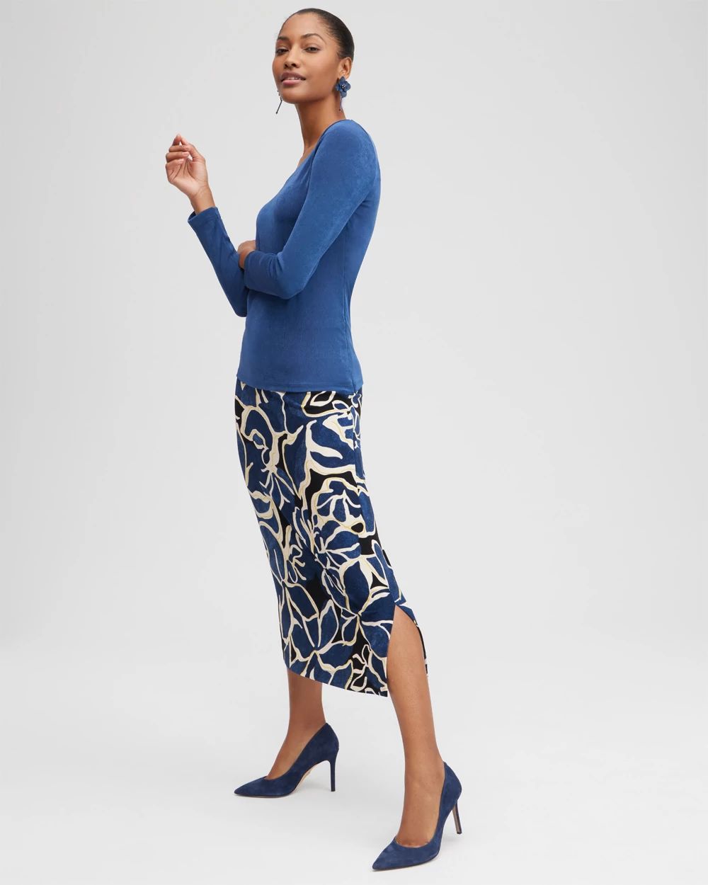 Travelers Floral Midi Skirt