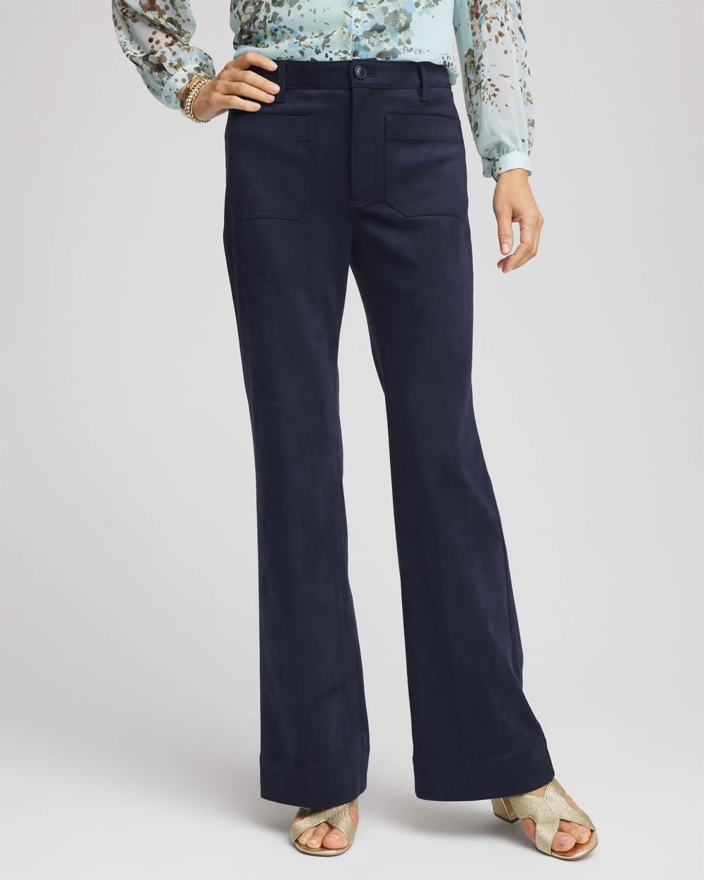 Petite Suede Motif Bootcut Ankle Pants