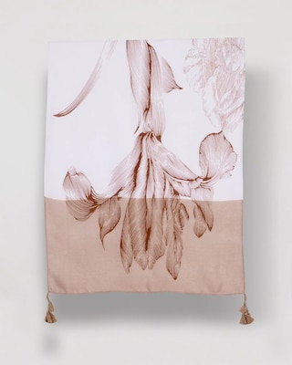 Neutral Floral Tassel Oblong Scarf click to view larger image.