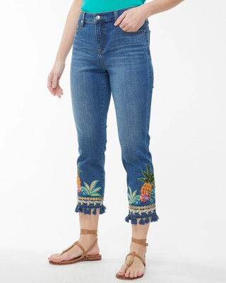 Embellished Pineapple Denim Jacket