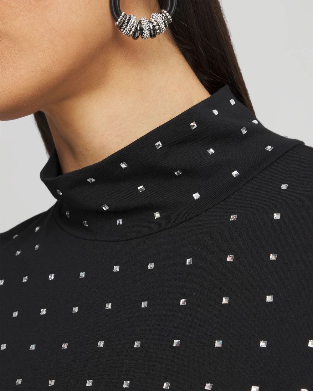 Touch of Cool™ Studded Mock-Neck Tee