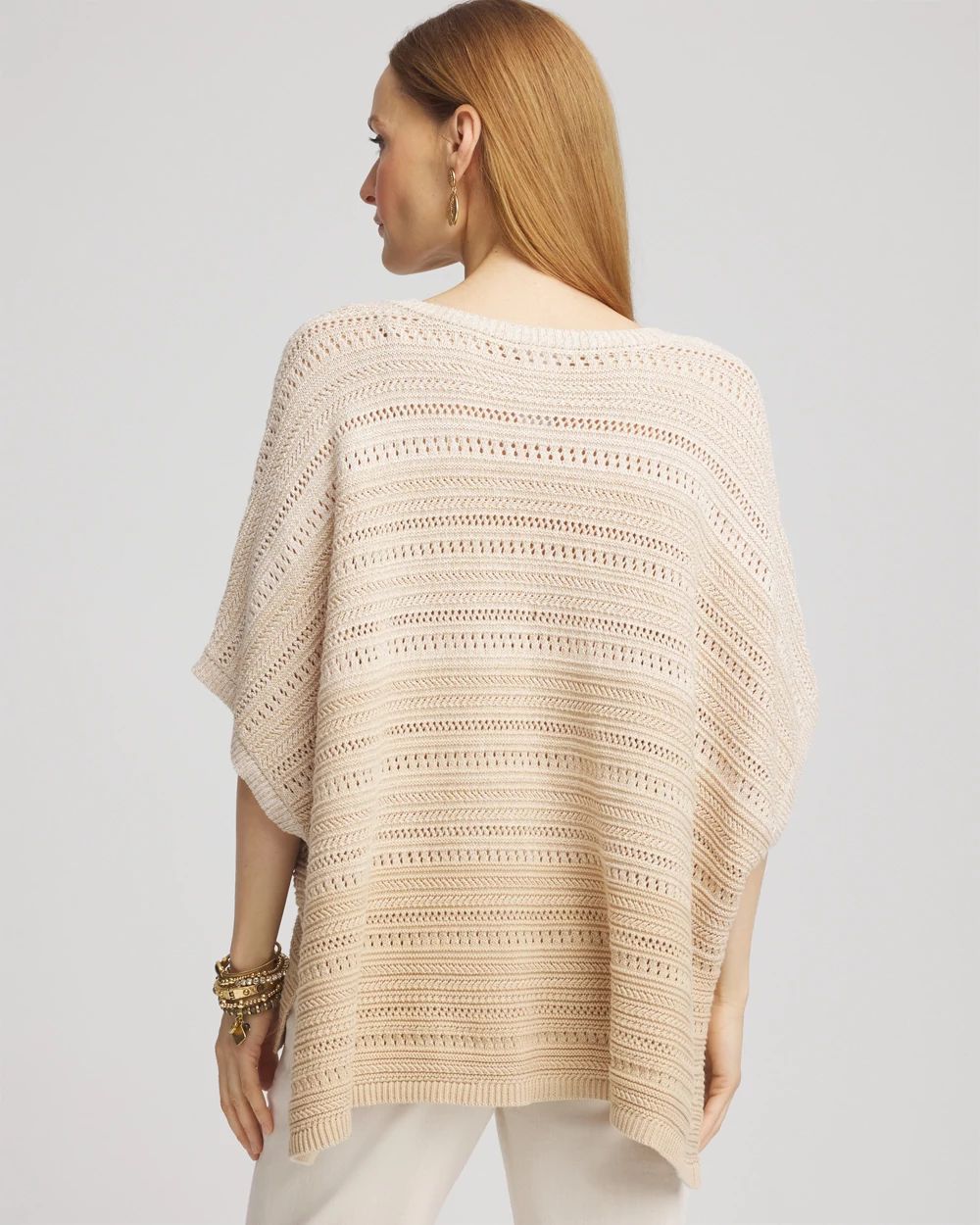 Ombre V-Neck  Knit Poncho click to view larger image.