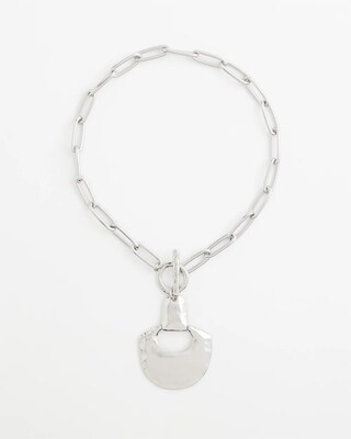 Silvertone Toggle Pendant Necklace click to view larger image.