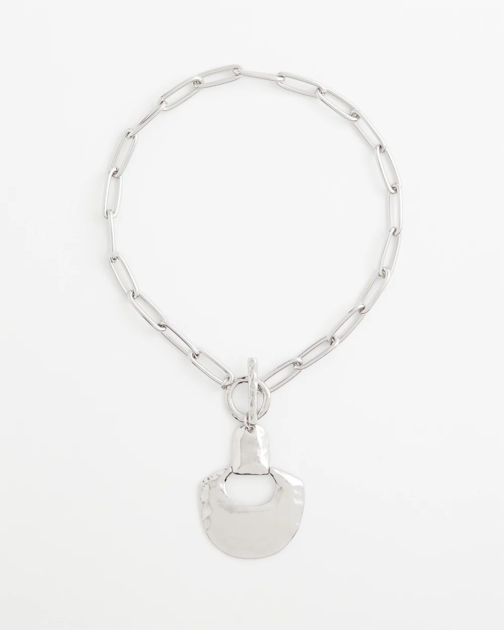 Silvertone Toggle Pendant Necklace