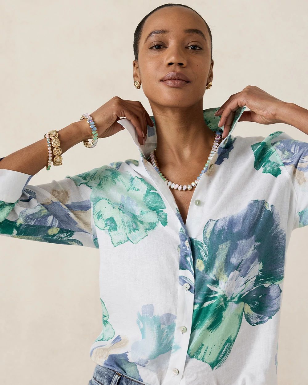 No Iron™ Printed Linen Shirt