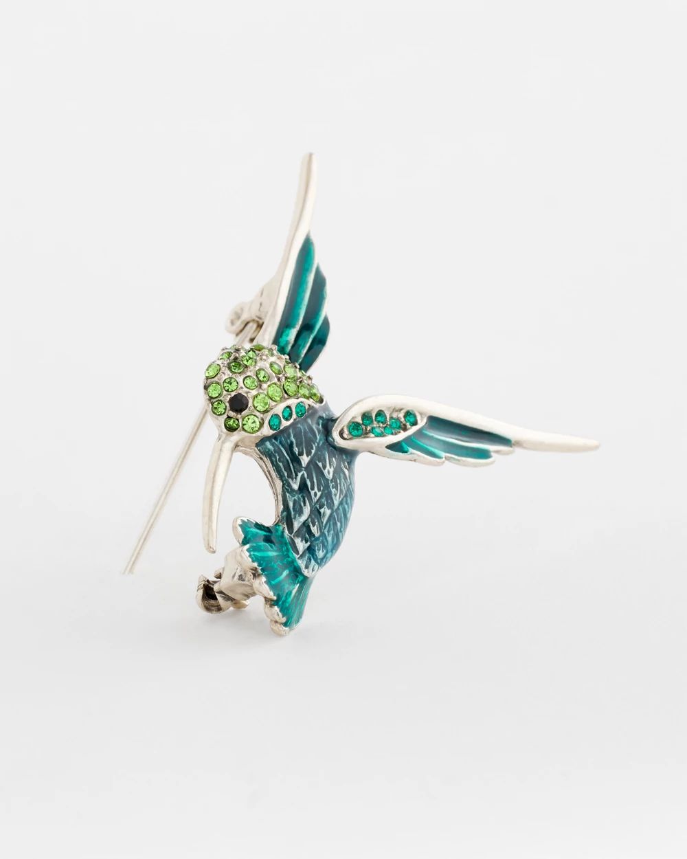 Sparkly Blue Hummingbird Brooch