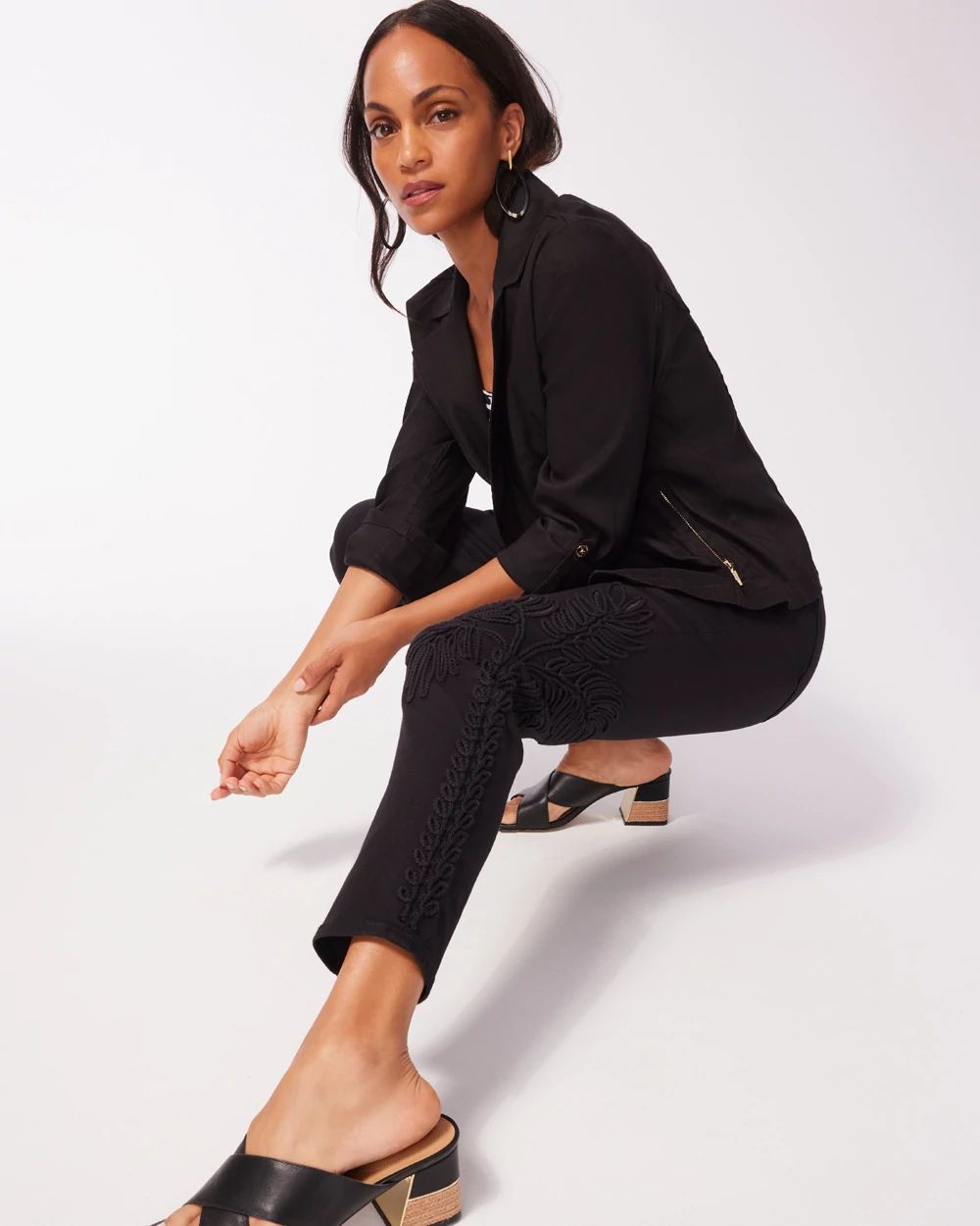 Girlfriend Soutache Palm Ankle Jeans