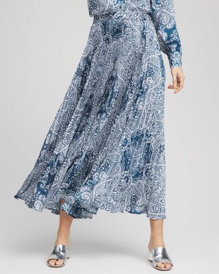 Faux Silk Tile Print Midi Skirt click to view larger image.