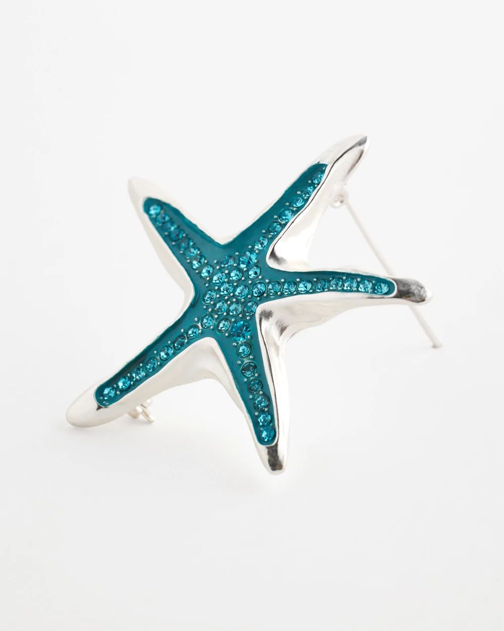Blue Diamond-Effect Starfish Brooch