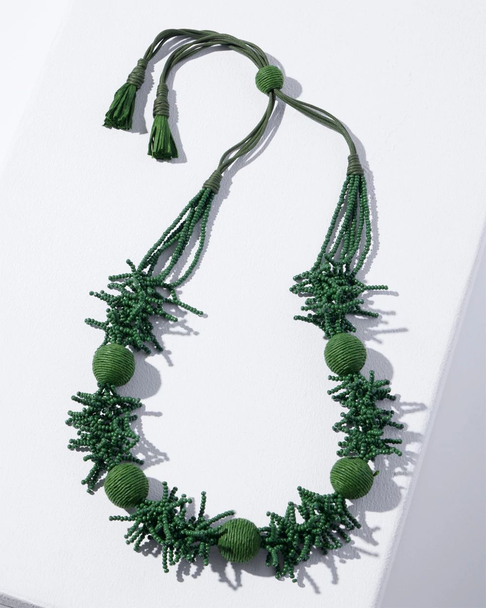 Green Seed Bead Adjustable Necklace