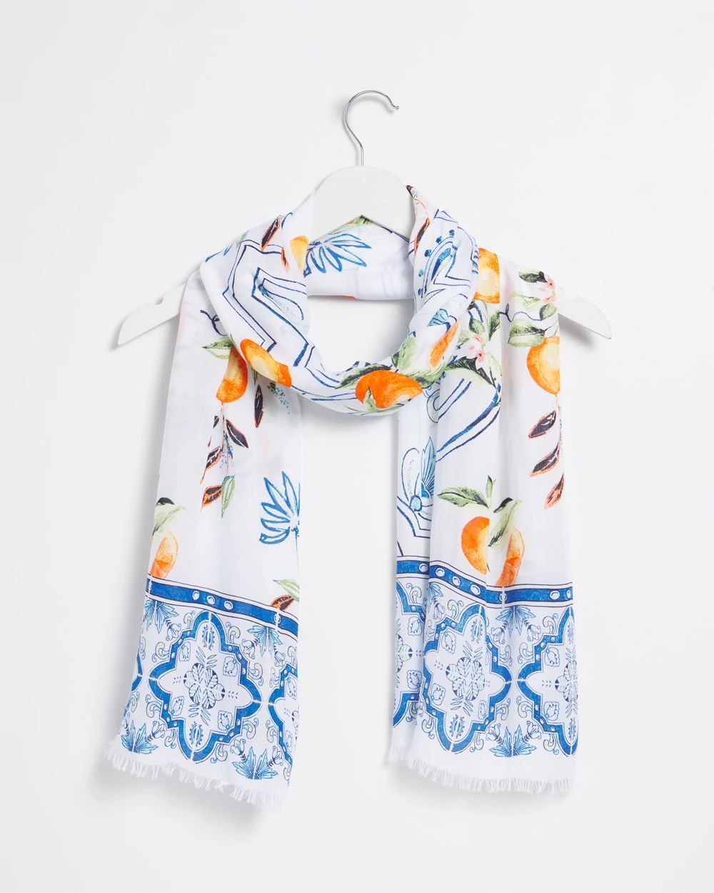 Silk Blend Tropical Oblong Scarf