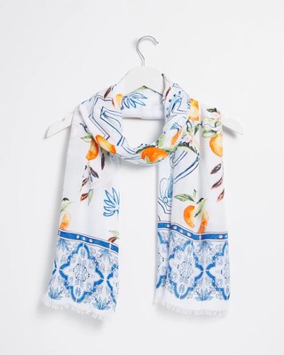 Silk Blend Tropical Oblong Scarf
