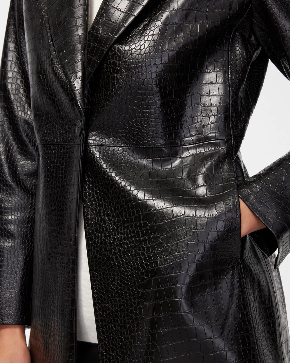 Crocodile Faux Leather Blazer