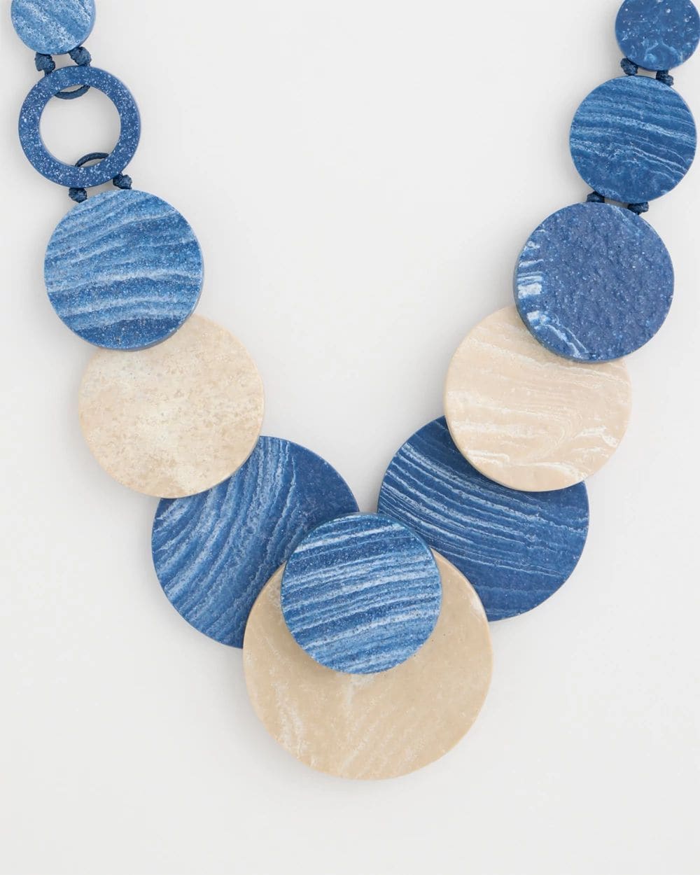 Chico's Originals Blue Neutral Wood Bib Necklace