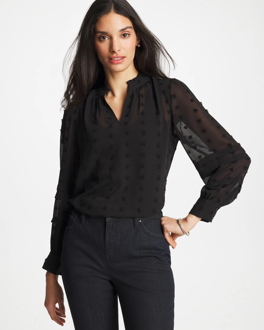 3D Dot Jacquard Chiffon Blouse, photo 1 of 5