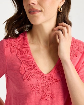 Flora Lace V-Neck Tee click to view larger image.