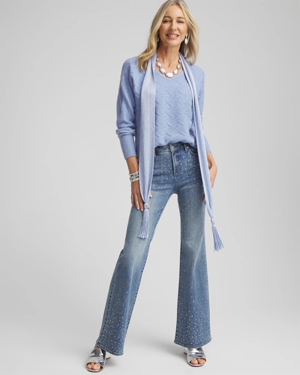 V-Neck Cable-knit Pullover Sweater