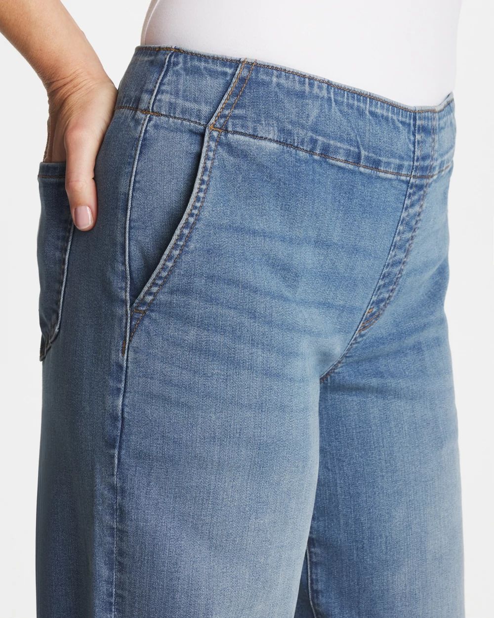 Pull-On Boyfriend Cropped Jeans click to view larger image.