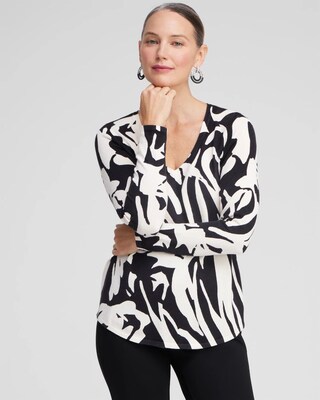 Spun Rayon Abstract V-neck Pullover Sweater