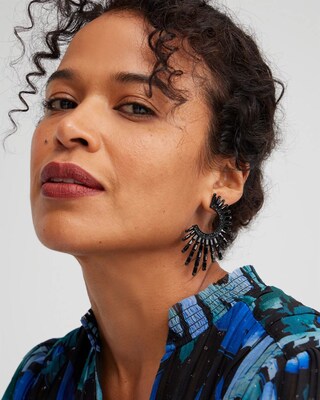 Black Glitzy Hoop Earrings