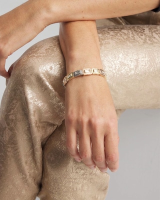 Tri-Tone Rectangle Stretch Bracelet