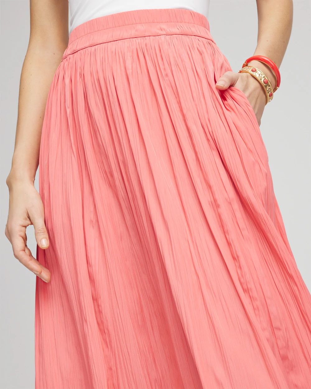 Pull-on Pleated Maxi Skirt click to view larger image.