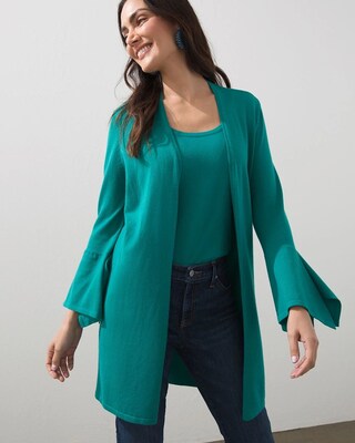 Spun Rayon Flare Sleeve Cardigan
