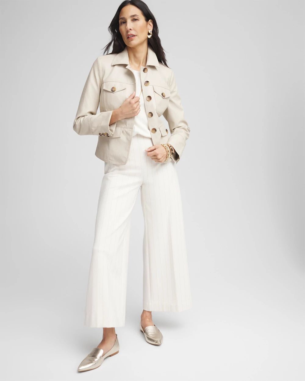 Juliet 360 Pinstripe Wide-Leg Pants