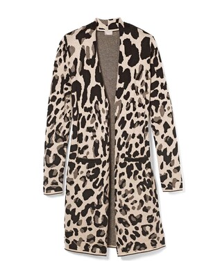 Animal-Print Jacquard Cardigan