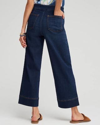 Pull-On Wide Leg Cropped Jeans click to view larger image.