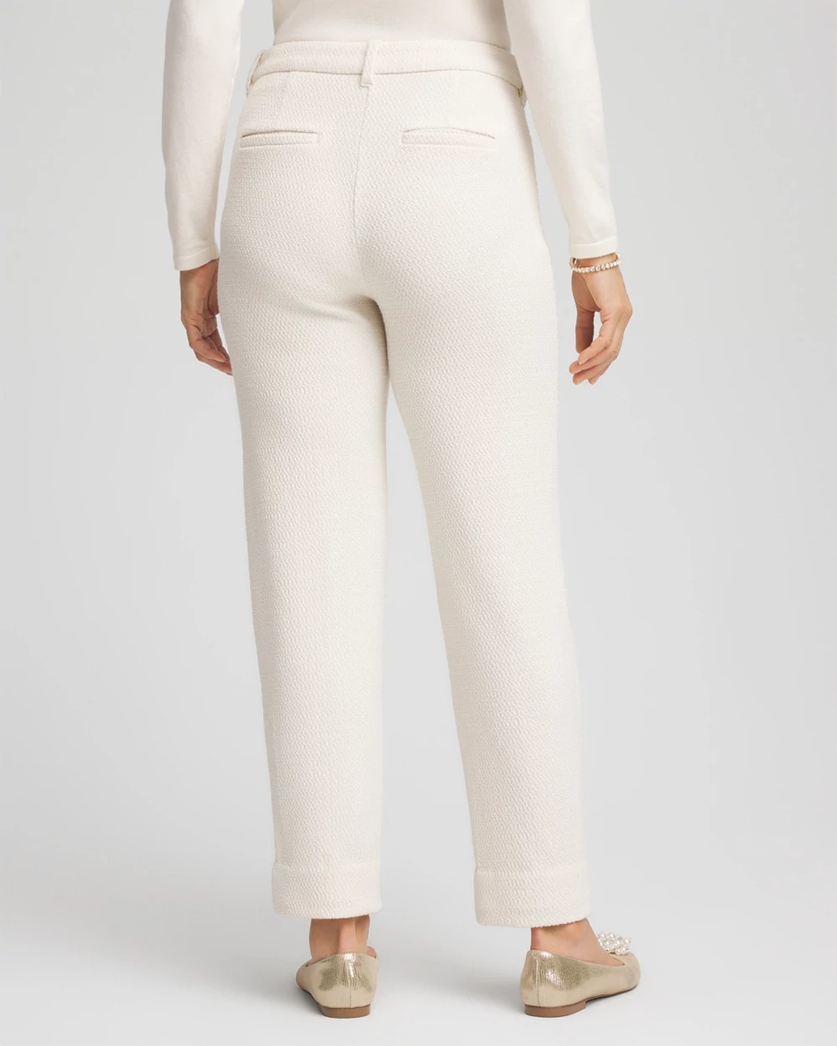 Chico's Matelass Slim Tapered Ankle Pants In Cream In White