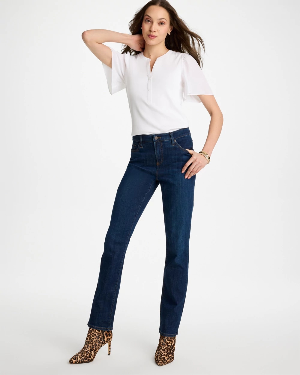 Rib Knit Woven Flutter Sleeve Tee