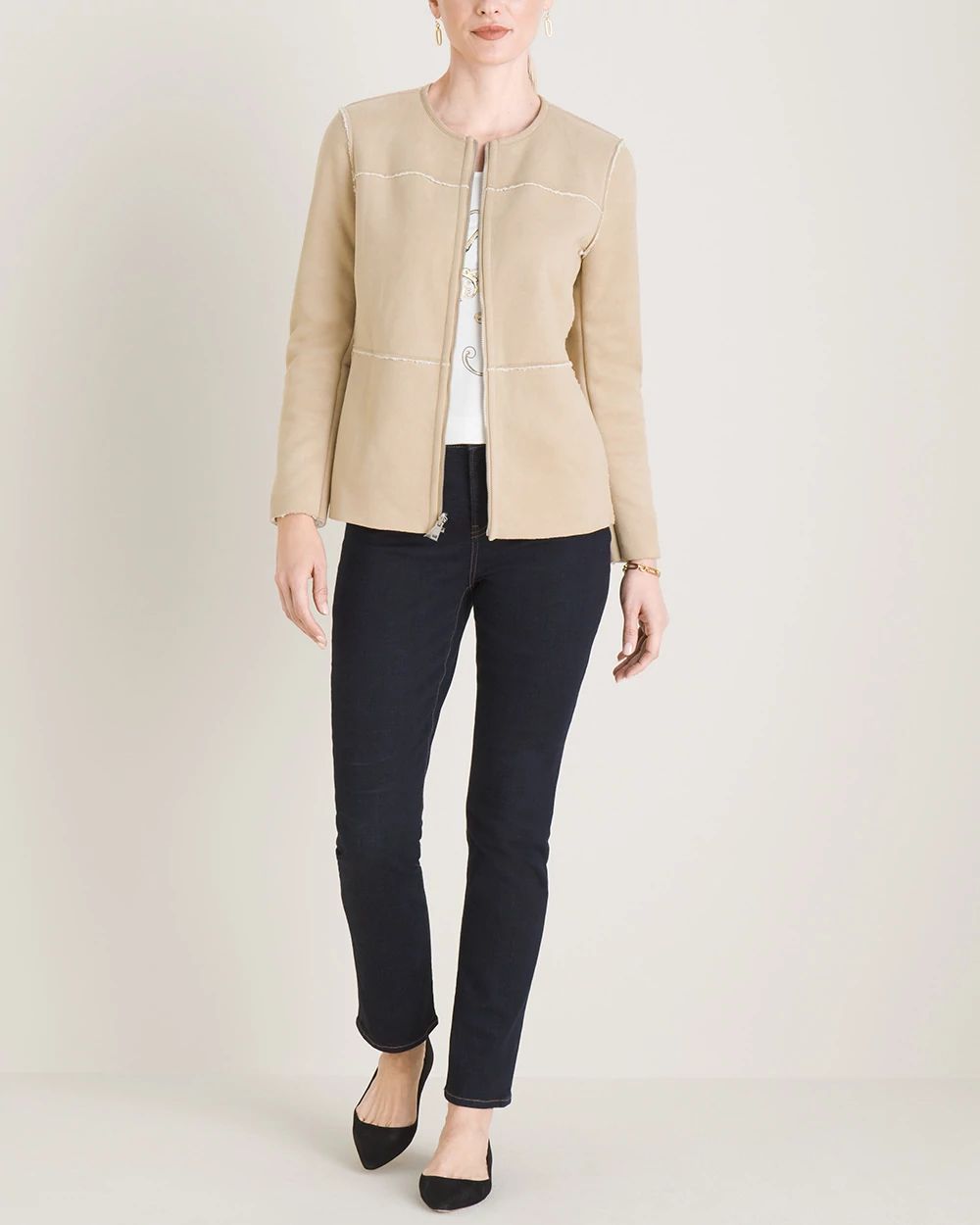 Reversible Faux-Shearling to Faux-Suede Jacket