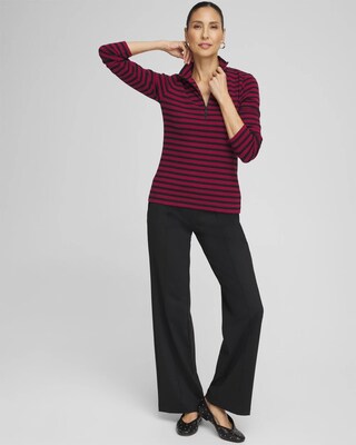 Zenergy® Stripe Mock Neck Zipper Tee