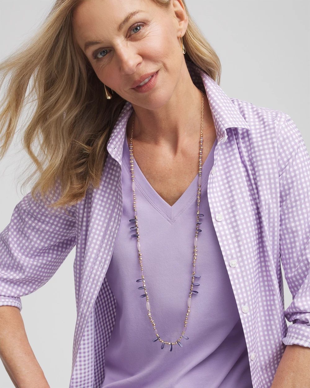 Purple Beaded Single Strand Necklace