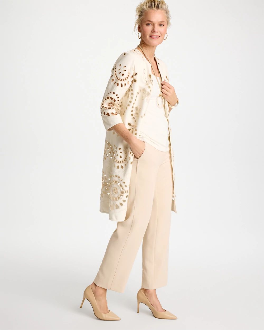 Long Faux Leather Kimono