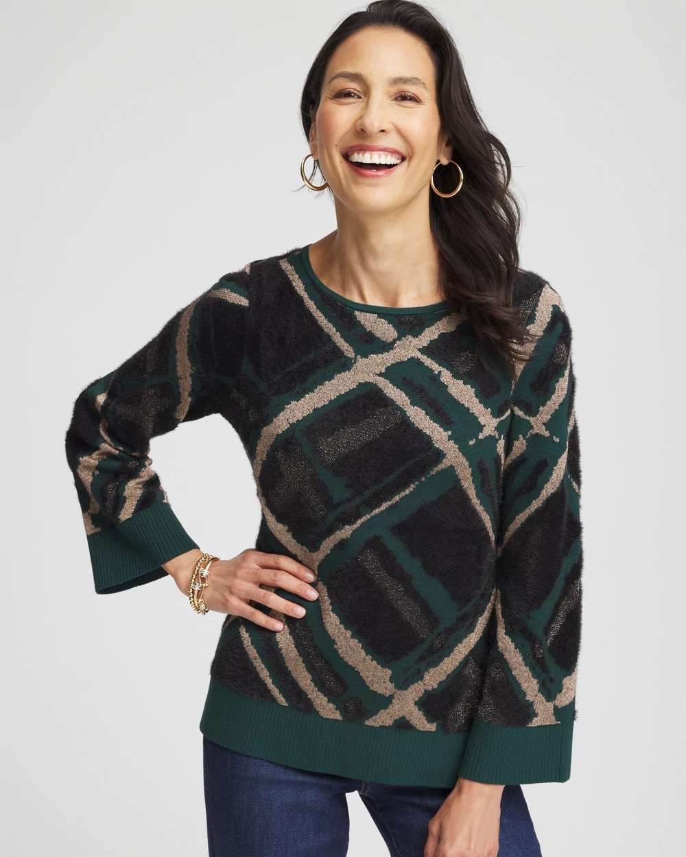 Eyelash Jacquard Pullover Sweater