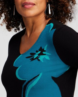 Spun Rayon Colorblock V-neck Pullover Sweater