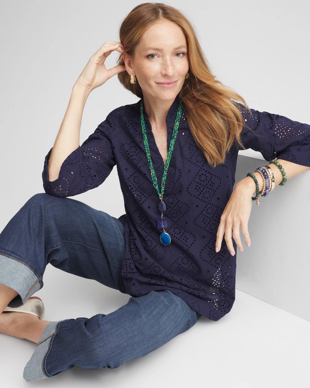 Poplin Deep V-Neck Tunic