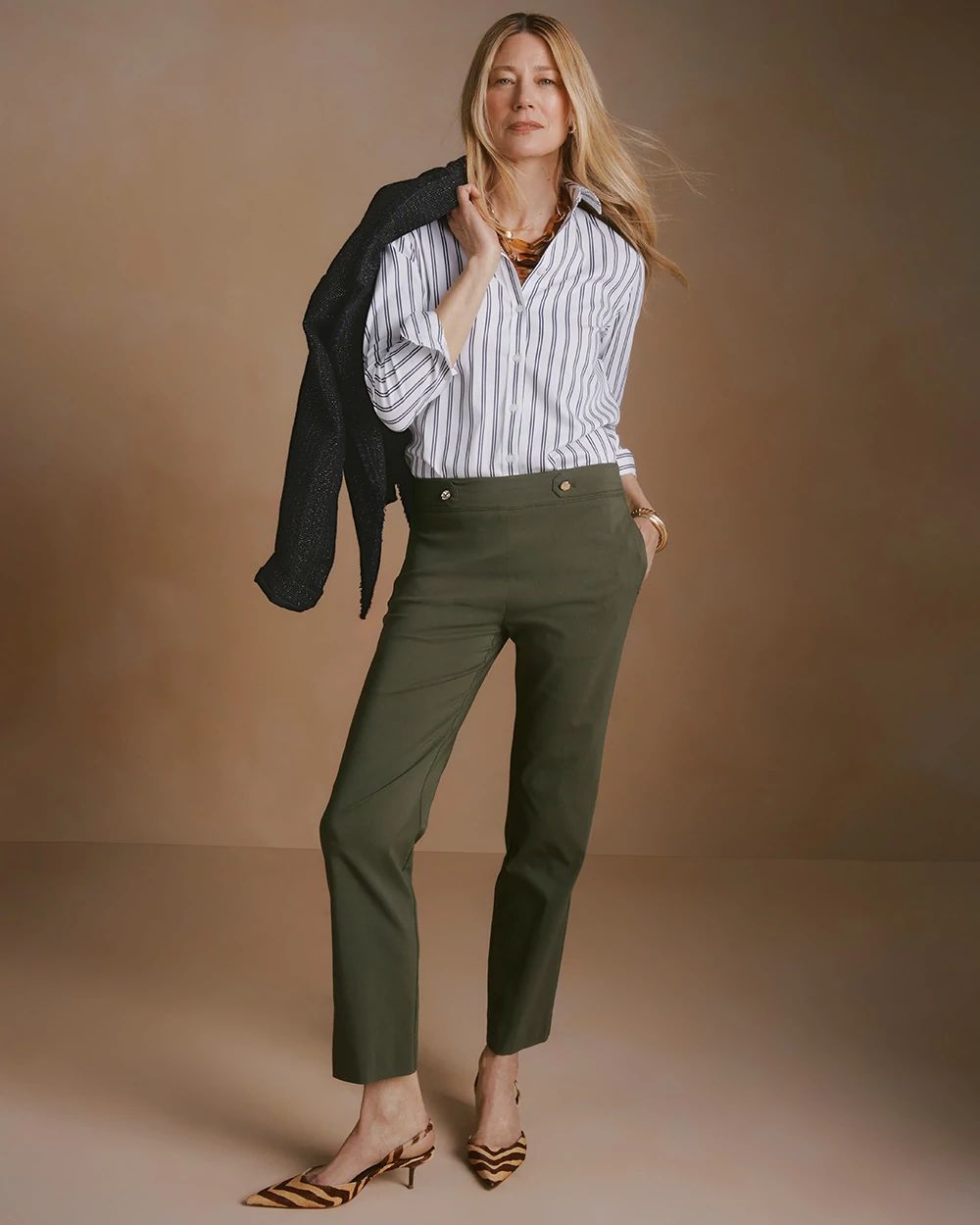 Brigitte™ Tab Straight Ankle Pants