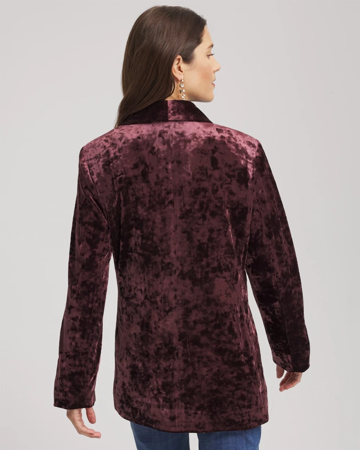 Chico's Crushed Velvet Blazer In Night Bloom In Purple