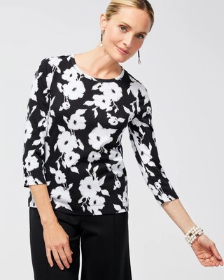 Pima Floral 3/4 Sleeve Everyday Tee